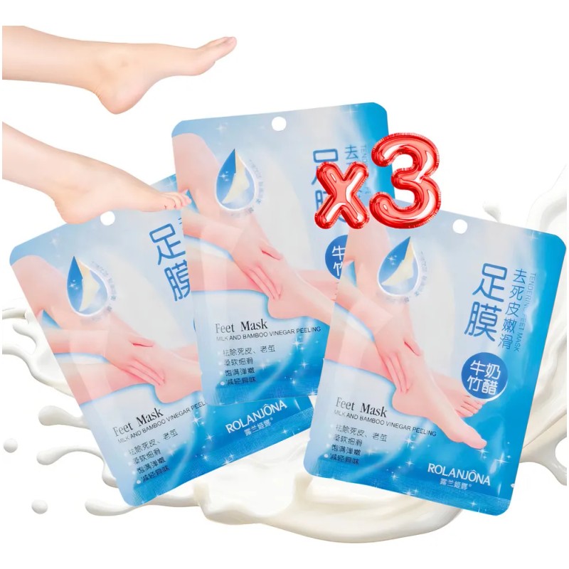 3 Exfoliante Piel Muerta Mascarilla Cuidado De Pies Leche F