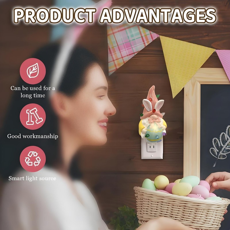 CFGPMM Easter Campfire Flickering Nightlight, Easter Night Light Plug Into