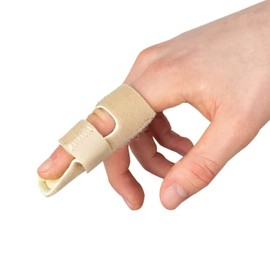Actesso Neoprene Finger Splint Brace â Injury Support for Mallet Finger, Trigger Finger, Finger Pain, & Broken Finger â for Index, Middle & Ring (Beige)