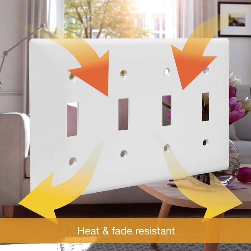 ENERLITES Quad Light Switch Wall Plate, Standard Size 4-Gang 4.50"