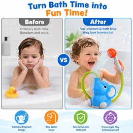 Cute Elephant Bath Shower Toy for Toddlers – Rotatable Water Spray Head for Bathtub Play & Parent Interaction