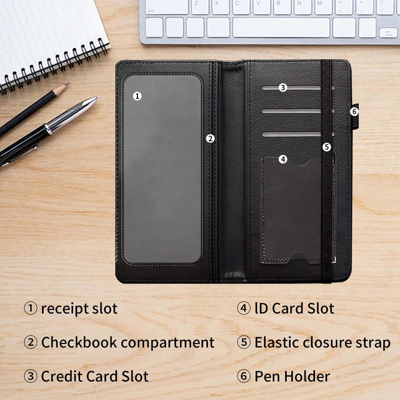 Rossy Checkbook Cover PU Leather Slim Check Book Holder Covers