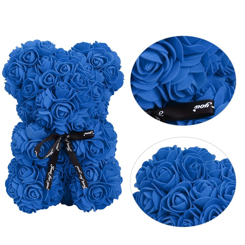 Unique Cute Bear Shape Simulation Artificial Rose Flower with Bowknot