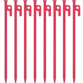 8 Pack Tent Stakes Heavy Duty 12 inch Steel Tent Pegs for Camping Unbreakable and Inflexible-Red