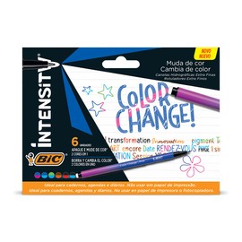 BIC, Rotulador Intensity Color Change, Efecto Artístico, Escritura Precisa, Tinta que Cambia de Color, Journaling, Doodling, Escuela, 6 Piezas