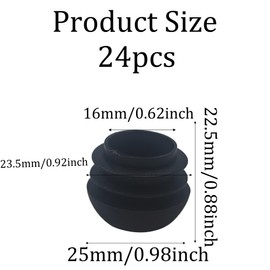 Runseaway 24Pcs 25mm/0.98" Black Plastic Round End Caps Chair Leg Inserts Tube Plugs Furniture Glides Floor Protectors for Tables Chairs Metal Legs