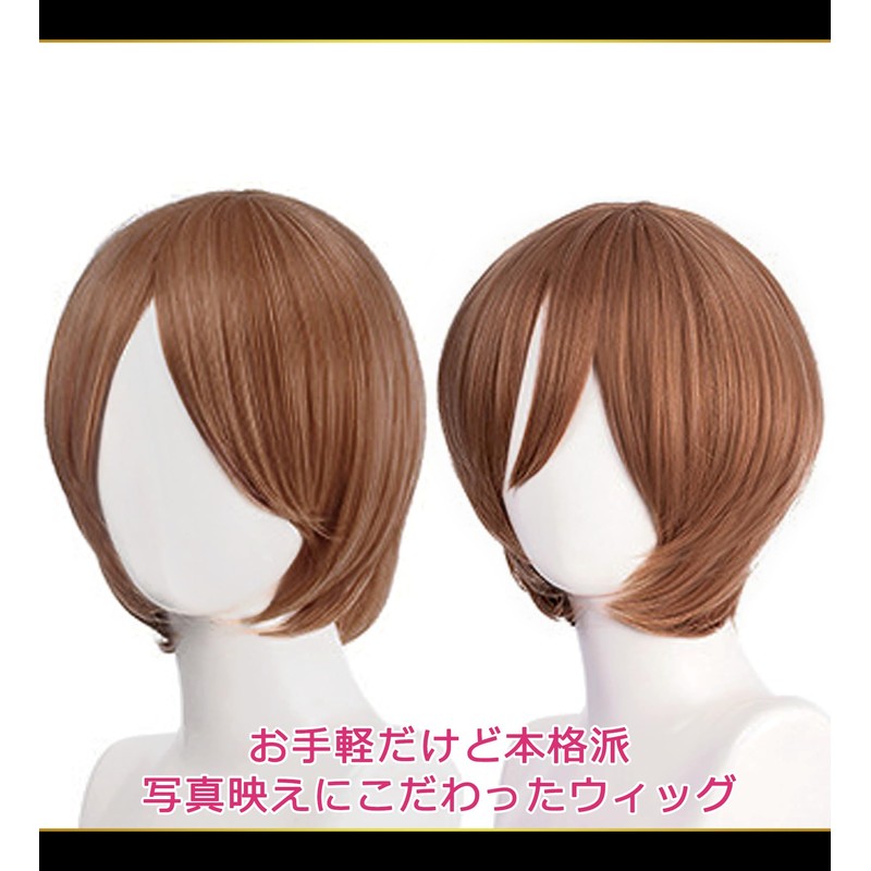 CaseEden 6009 Premium Smooth Short Bob Cosplay Wig, Brown, Brown