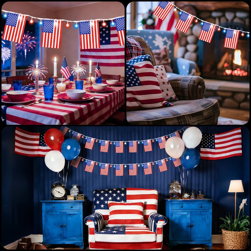 RECESKY 4th of July Decoration Lights - Patriotic Battery String