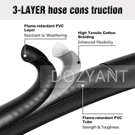 DOZYANT 12 Feet Universal QCC1 Low Pressure Propane Regulator Grill Replacement with 12 FT Hose for Most LP Gas Grill, Heater and Fire Pit Table, 3/8" Female Flare Nut