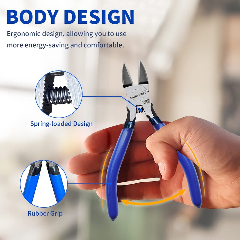 Wire Cutters 5", 5 Pack KAIHAOWIN Precision Flush Cutters Ultra
