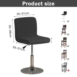 MeYuxg Bar Stool Covers with Backs,4 Pack Stretch Washable Bar Stool Chair Covers,Square Seat Stool Covers for Swivel Chair Dining Chair Counter Stool Pub Chair, Furniture Chair Cover-Black