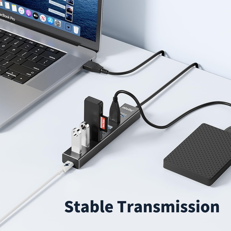 atolla Aluminum 7-Port USB 3.0 Hub with 1m Extension Cable