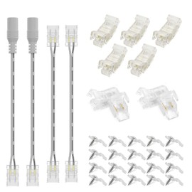 ENQIMAOYI 2-pin COB LED Strip Light Connectors 5 Types Strip to DC Plug Solderless Extension Connectors for 5mm 12v/24v Single Color LED Strip Lights
