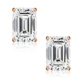 SMILEST Moissanite Stud Earrings for Women, Brilliant D Color VVS1 Clarity Lab Created Earrings 4 Prong Emerald Moissanite Solitaire Earrings for Women Men Jewelry Gifts