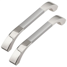 GUWINA Pack of 6 Furniture Handles, Silver, 128 mm Hole Spacing, Modern Grace Silver Door Handles, Kitchen Cabinet, Zinc Alloy Cabinet Handles, Drawer Handles, Kitchen Handles, Includes Screws