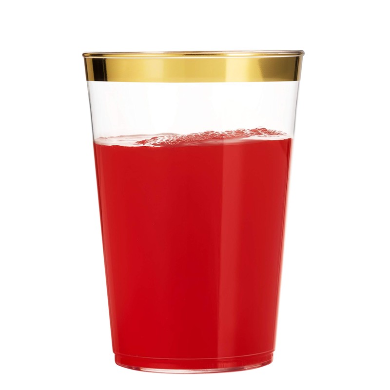 Munfix Gold Plastic Cups - 16 Oz Clear Tumblers with