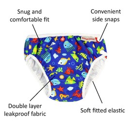ImseVimse, Swimming Nappy, Swimming Nappy, Aqua Nappy, Swimming Nappy Bottoms Blue Sea Life (S 6-8 kg)