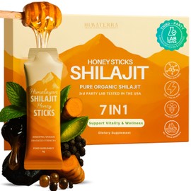 Shilajit Honey Stick Supplement with Cinnamon, Zinc, Honey, Turmeric, Probiotics and Fulvic Acid for Natural Energy and Hormonal Support – Vegan, Sugar Free, Non GMO, Easy to Consume 30 Sticks