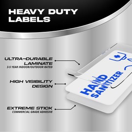 Commercial Hand Sanitizer Sticker | Hand Sanitizer Dispenser Sticker Label | Modern Design | for Commercial Business, Office | Waterproof, Ultra-Durable – USA Made (2x1 inch), 4 Labels