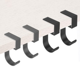 PATIKIL 4Pcs Purse Hook for Table, 5-Shaped Purse Hanger for Desk Portable Nail Free Heavy Duty Under Desk Handbag Holder Backpack Headphone Small Hook, Black Gray