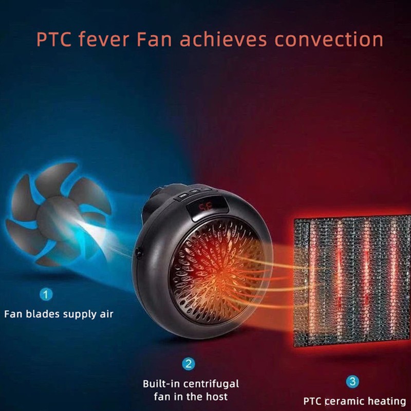 Black Electric Heater Mini Rapid Heating Simple Operation Table Electric