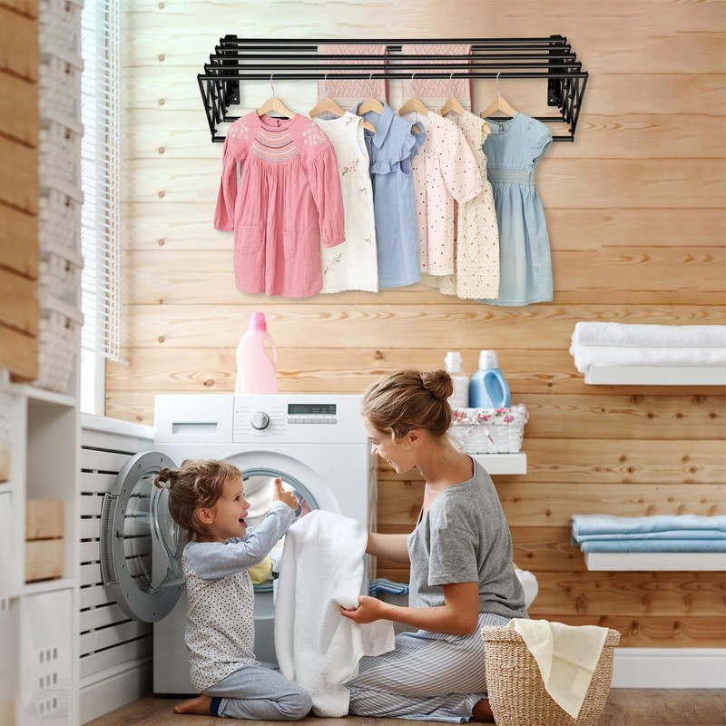 XL-31.5'' Wall Mounted Clothes Drying Rack, 130 lbs Large Capacity