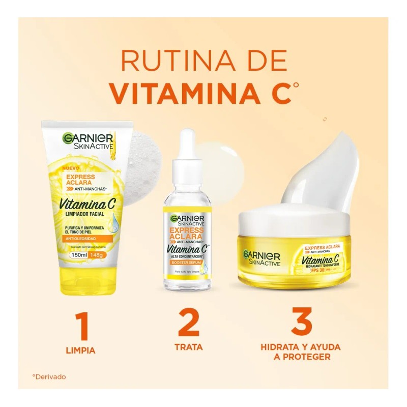 Kit Garnier Express Aclara Serum +crema +gel Con Vitamina C