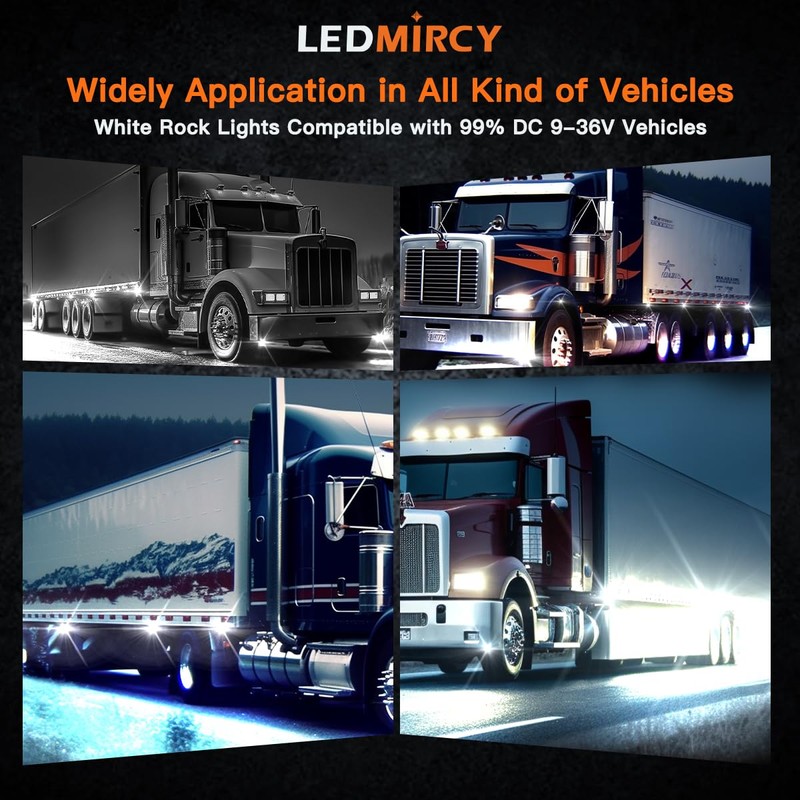 LEDMIRCY R3 Pure White Rock Lights Kit with Rocker Switch