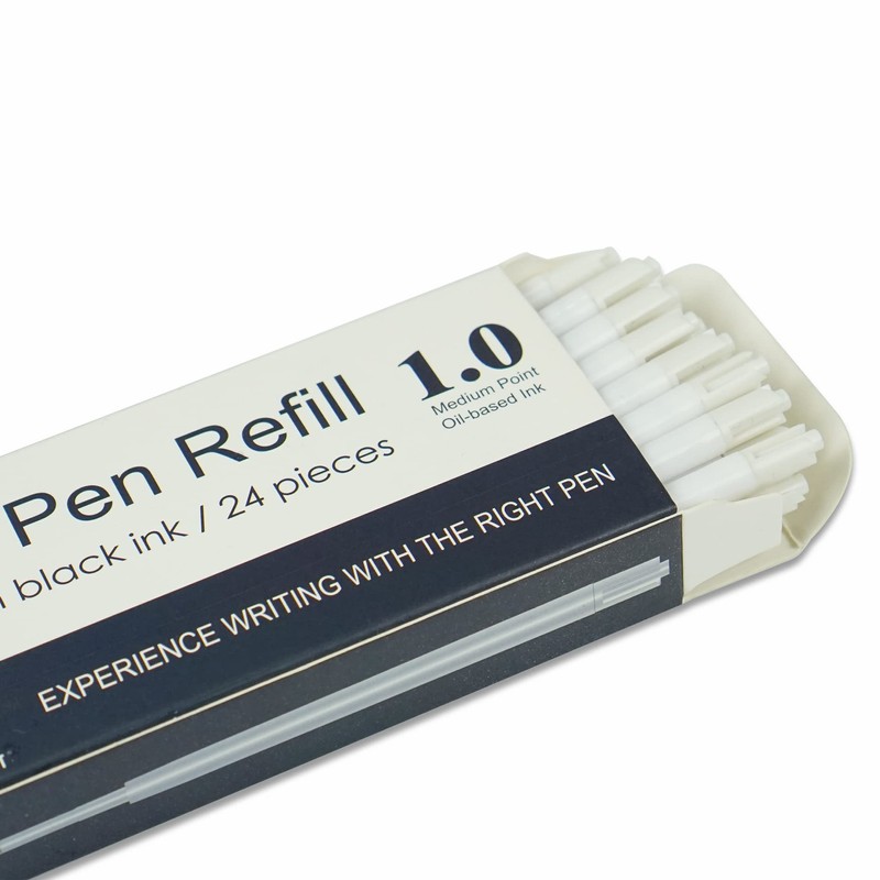 U-RIGHT 24 Pcs Ballpoint Pen Refills 1.0 mm Point Black