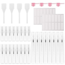 KASURE 24 Stück Mini Zerstäuber Sprühflasche, 3ml/5ml/10ml Mini Parfumzerstäuber Sprühflaschen Mini Fläschchen Sprayflasche Glas Parfümzerstäuber für Reisen im Freien
