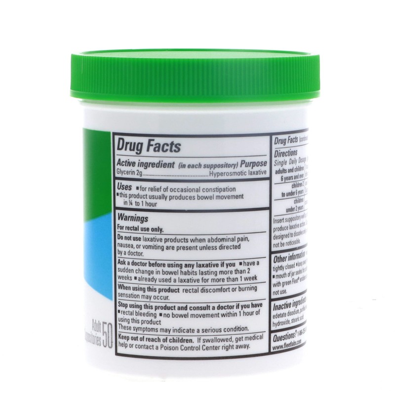 Fleet Glycerin Suppositories, 50 Each, Pack of 5