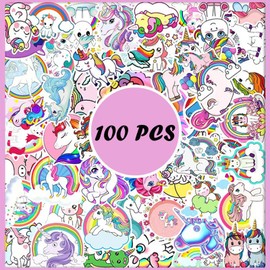 Unicorn Stickers, Cute Water Bottle Stickers for Girls, 100 PCS Waterproof Vinyl Laptop Girly Stickers - Unicorn Decoration for Kids, Teens and Adults