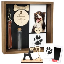 VavoPaw Pet Memorial Gifts for Dogs, 8.6'' Pet Memorial Shadow Box, Loss of Dog Sympathy Gift with Paw Print Kit, Fur Jar, Dog Passing Away Gifts for Tabletop Display & Wall