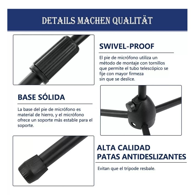 MARZSEFLO Pedestal Para Microfono Base Doble Boom Atril Profesional