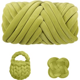 Maxee Dicke Wolle Garn 500g, Chunky XXL Wolle zum Handstricke, Schlauchgarn Armstricken Knitting Wolle, Sperrige Textilgarn zum häkeln für körbe, Decke, Kissen, Rucksack, Haustierkorb -olivgrün