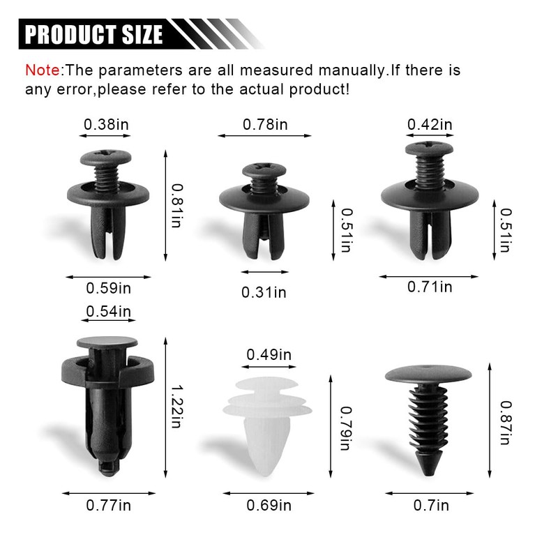 100PCS Plastic Car Body Trim Clips, Universal Car Bumper Clips,