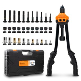 Kerry 16" Rivet Gun Nut Tool, Professional Rivet Nut Tool Kit with 11 Metric & Inch Mandrels M3 M4 M5 M6 M8 M10 M12, SAE10-24, 1/4-20, 5/16-18, 3/8-16, 110pcs Rivnuts and Blow Carry Case