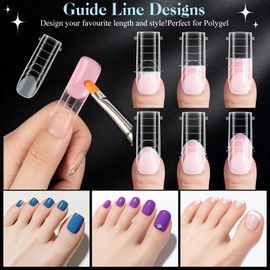 MELLIEX 120 PCS Toe Nail Forms for Extension & Build, Reusable Full Cover Dual Forms Long Square Nail Mold,12 Sizes