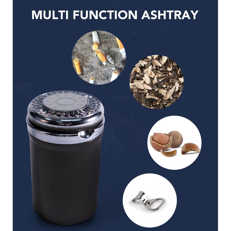 SOLARXIA Car Ashtray with Lid Auto Ashtray LED Easy Clean