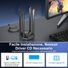 NEWFAST 1300Mbps Chiavetta WiFi, 4 * 6dBi Antenna WiFi USB