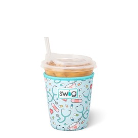 Swig Life Small Iced Cup Coolie, Standard 22oz Iced Coffee Cup Insulator Sleeve with Handle, Neoprene Insulated Coolie Keeps Drinks Cold (Scrub Life)