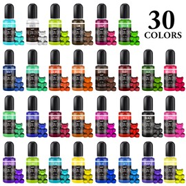 Epoxy Resin Pigment - 30 Colors Concentrated Liquid Epoxy Resin Dye, Translucent Resin Colorant for Resin Coloring, DIY Resin Jewelry Making, Paint, Resin Art Crafts - 0.35oz/10ml Each