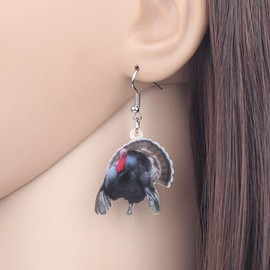 NEWEI Acrylic Thanksgiving Anime Turkey Earrings for Women kid Girl Charm Jewelry Gifts (Black)