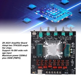 ZK AS21 Bluetooth Power Amplifier Board 2 Channel TPA3255 HiFi Chip 220W x 2+350W Audio Power Amplifier Module with Treble and Bass Control