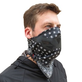 Grace Folly Half Face Mask for Cold Winter Weather. Use this Half Balaclava for Snowboarding, Ski, Motorcycle. (Many Colors) (Bandana- BW)