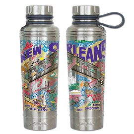 catstudio New Orleans Stainless Steel Water Bottle | Triple Wall Insulation With Non Slip Bottom | Great For Running, Hiking, Sports, & Travel