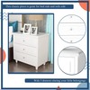 LinkRomat 3-Drawer Nightstand, White Bedside Table Cabinet Side Table Bedroom