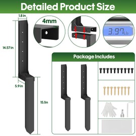 Fence Post Repair Kit 2 Pack, 8mm Double-Layer Thickened Fence Post Anchor & Stakes, Heavy Duty Post Anchor Ground Spike for Repairing Leaning/Broken Wood Support