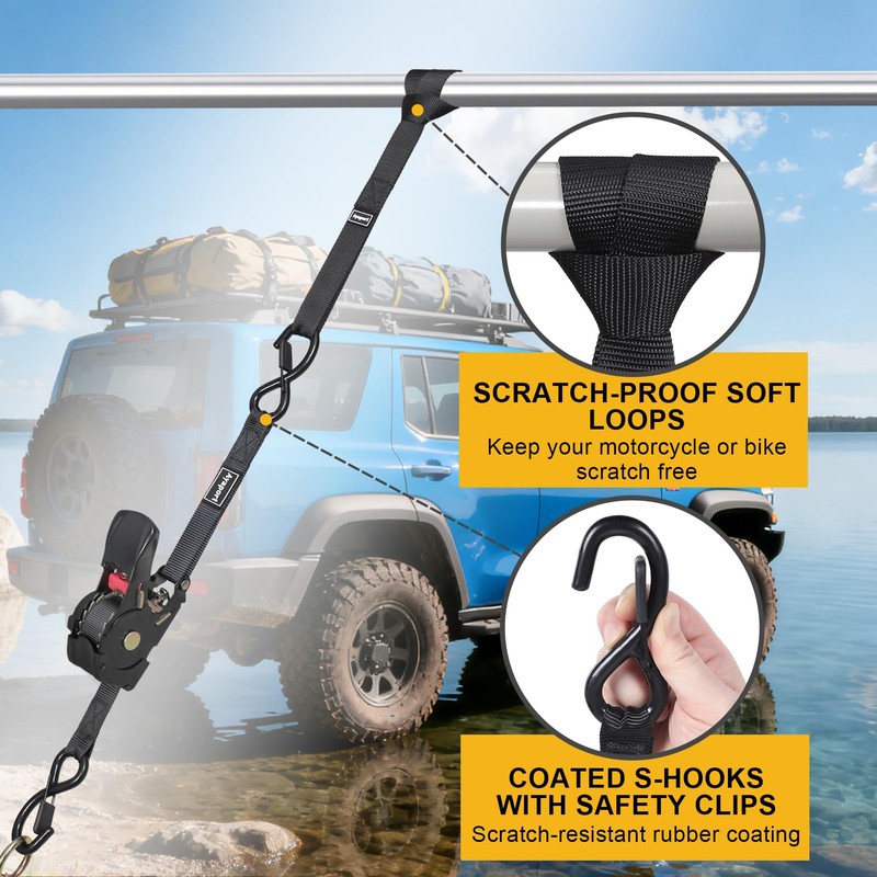 Ayaport Retractable Ratchet Straps 1in x 12.5ft – Heavy Duty