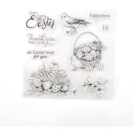 WooYangFun Happy Easter Day Swallow Rabbit Clear Stamp for Card Making Decoration and Scrapbooking